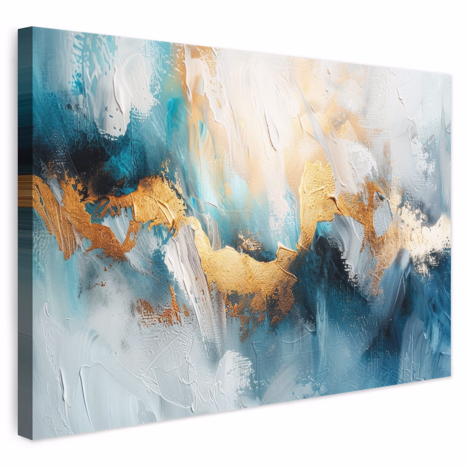 Leinwandbild - Abstrakt - Kunst - Gold - Blau — 1
