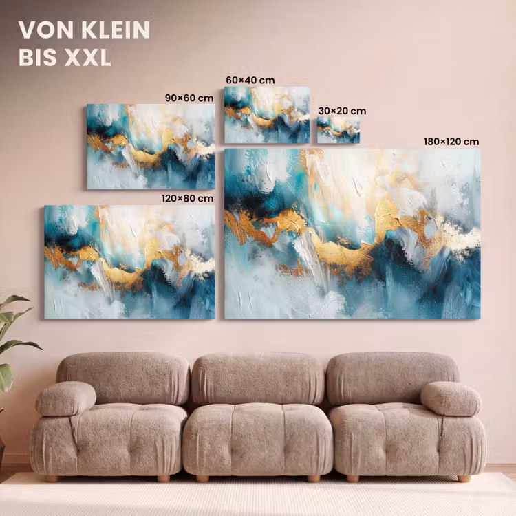 Leinwandbild - Abstrakt - Kunst - Gold - Blau — 6