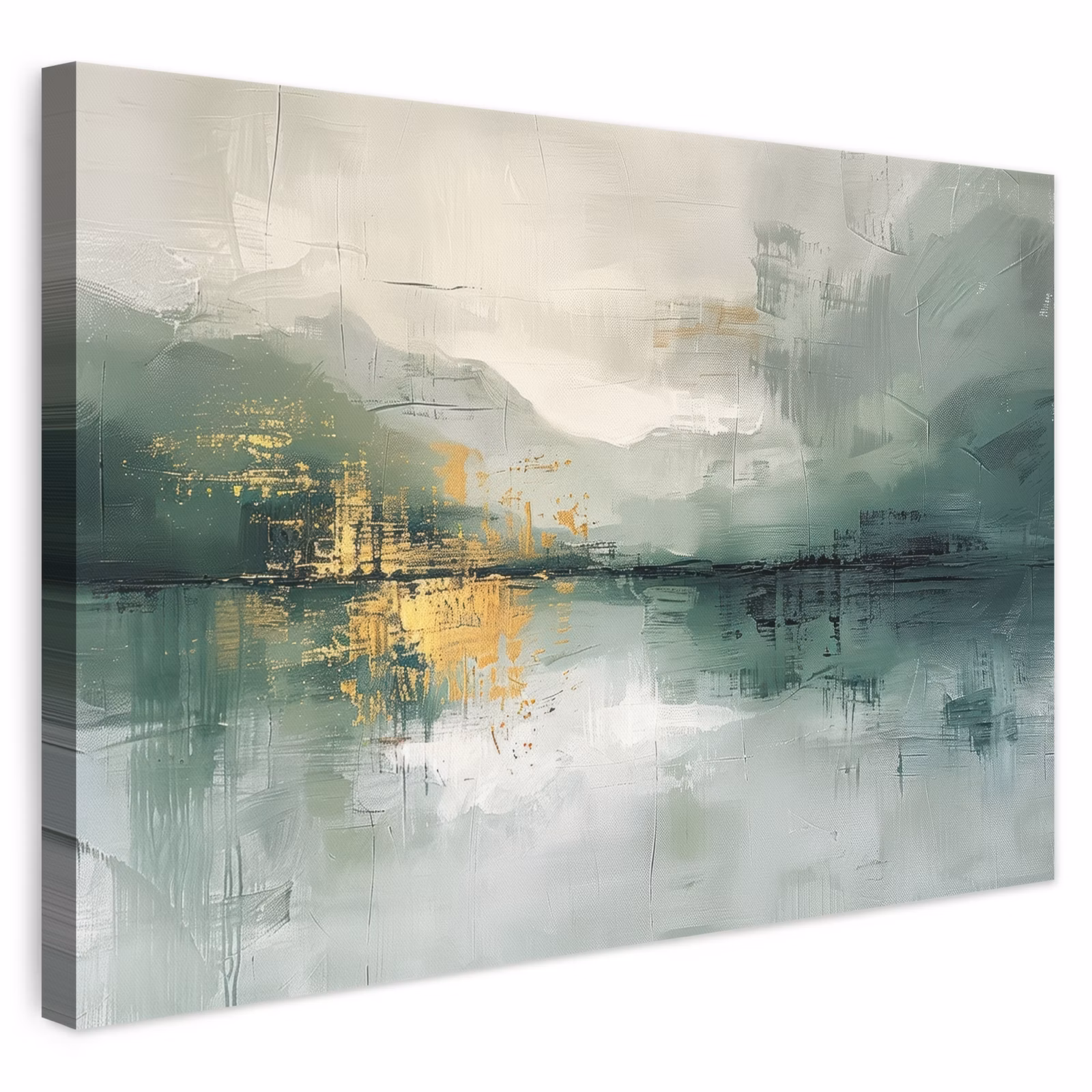Leinwandbild - Grün - Modern - Abstrakt - Gold — 1