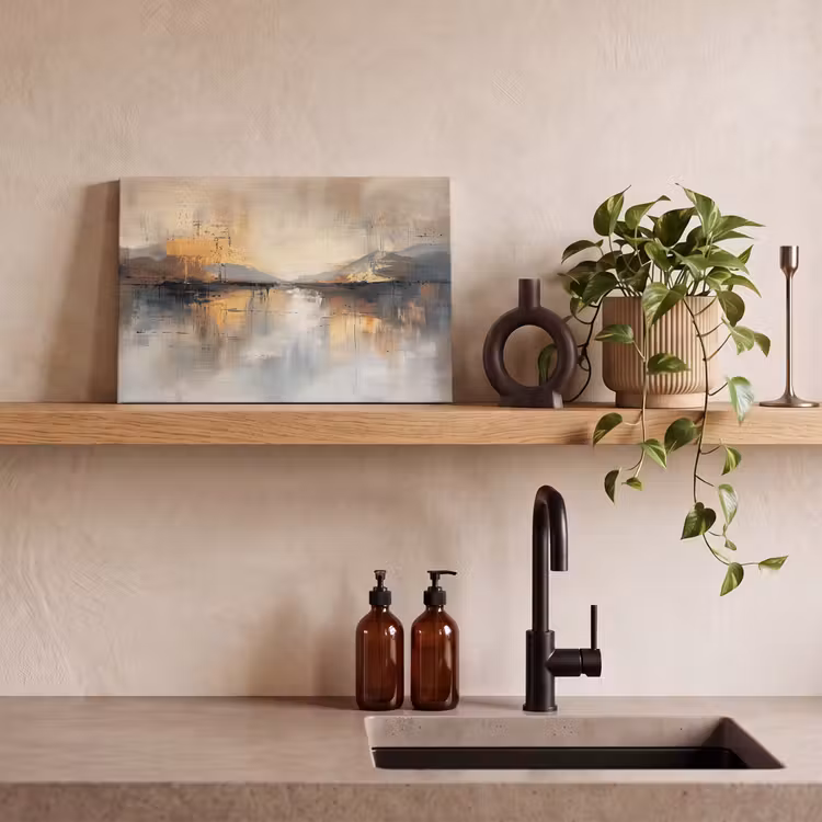 Leinwandbild - Abstrakt - Modern - Beige - Ästhetisch - Gold — 3