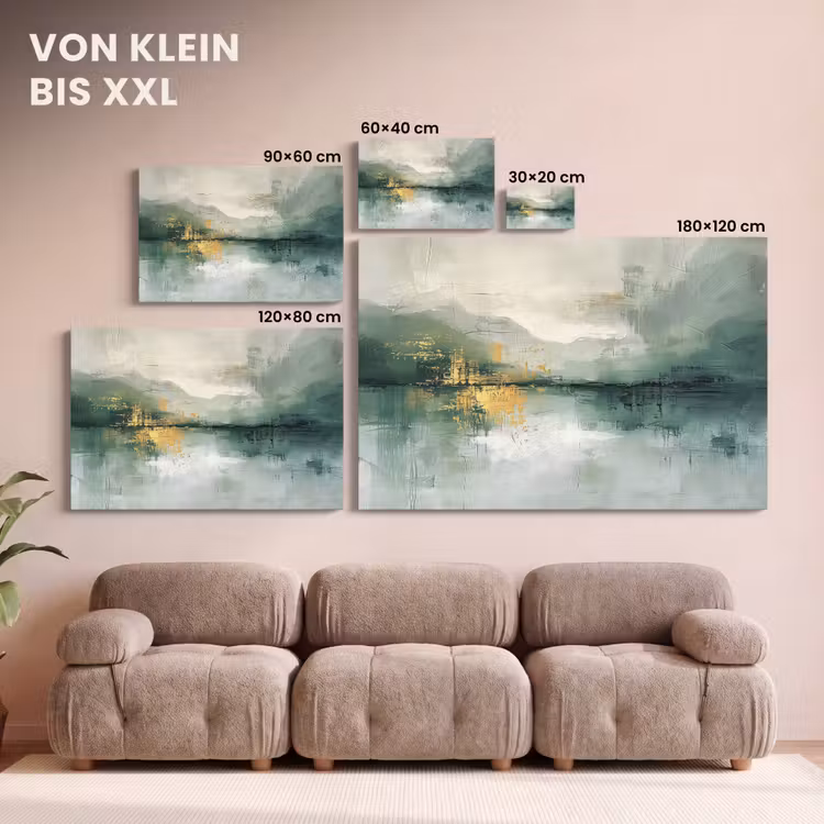 Leinwandbild - Grün - Modern - Abstrakt - Gold — 6