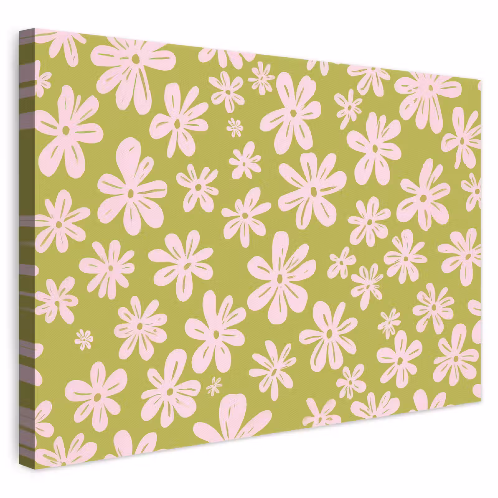 Leinwandbild - Blumen - Rosa - Gemustert — 1