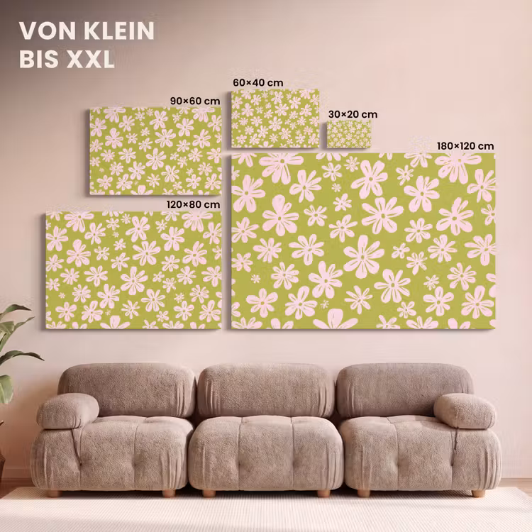 Leinwandbild - Blumen - Rosa - Gemustert — 6