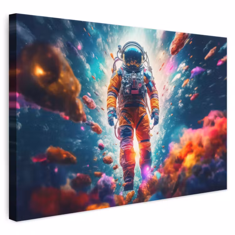 Leinwandbild - Astronaut - Neon - Meteorit - Neon — 1