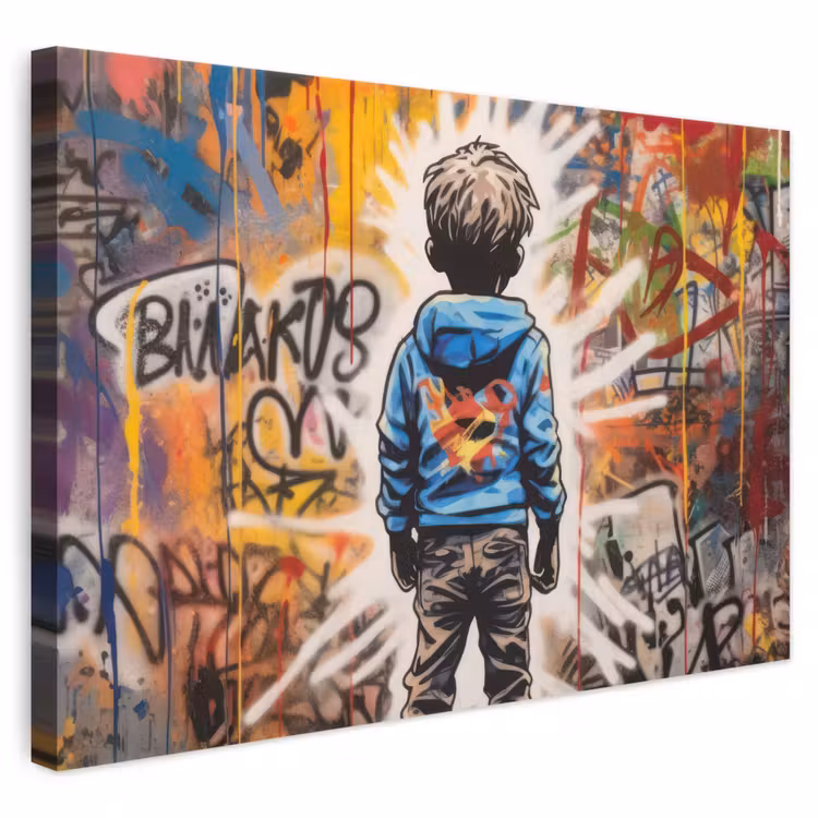 Leinwandbild - Graffiti - Junge - Farben - Kunst - Straßenkunst — 1