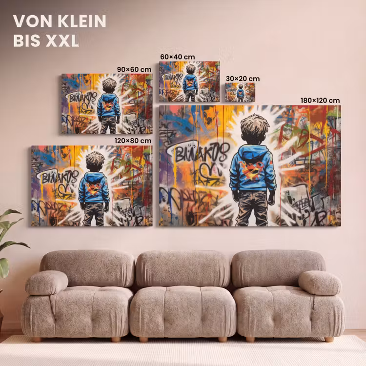 Leinwandbild - Graffiti - Junge - Farben - Kunst - Straßenkunst — 6