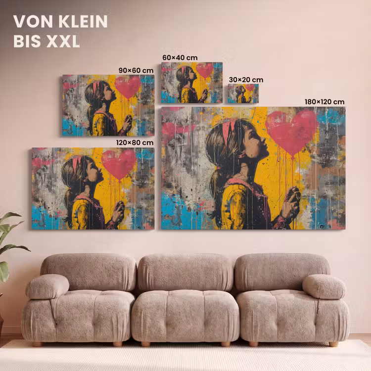 Leinwandbild - Graffiti - Mädchen - Luftballon - Straßenkunst — 6