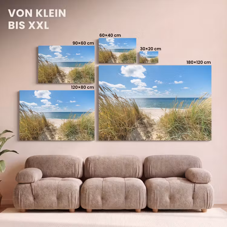 Leinwandbild - Düne - Gras - Meer - Strand — 6