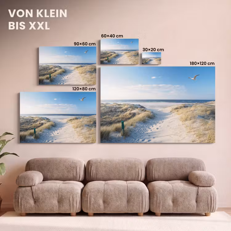 Leinwandbild - Düne - Möwe - Strand - Meer - Sonne — 6