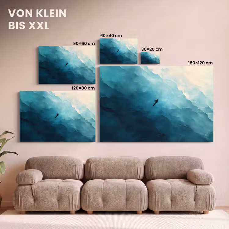 Leinwandbild - Meer - Silhouette - Abstrakt - Blau — 6