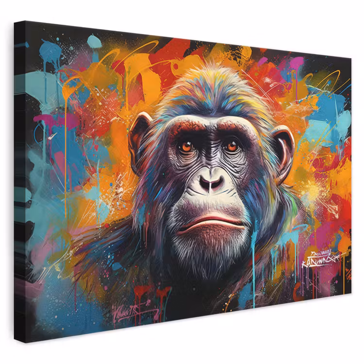 Leinwandbild - Affe - Gorilla - Graffiti - Tiere - Farben — 1