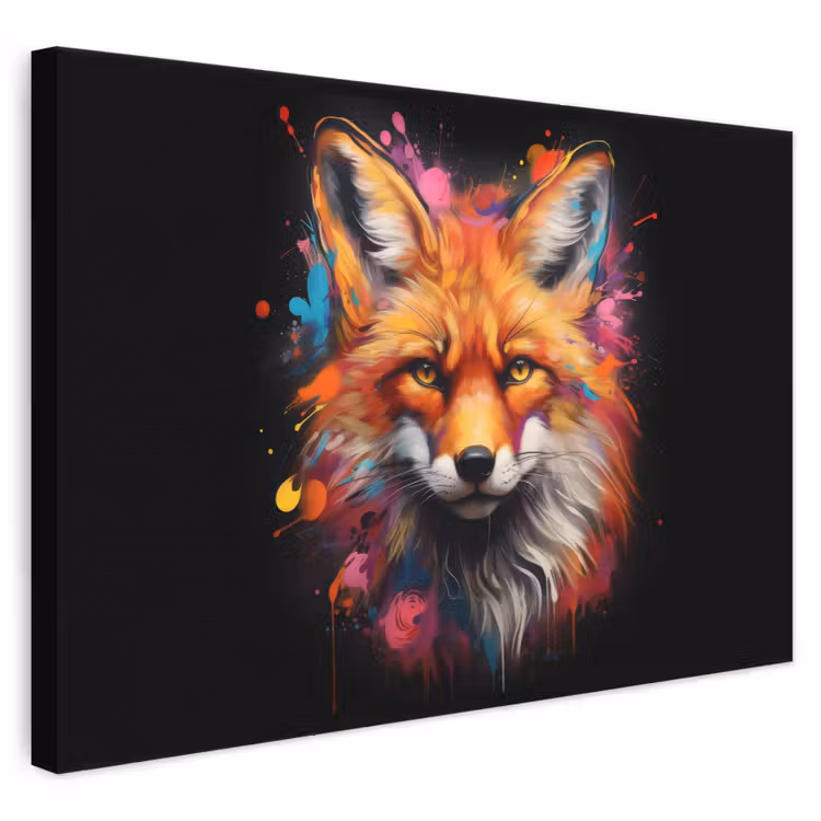 Leinwandbild - Graffiti - Fuchs - Schwarz - Pop-Art — 1