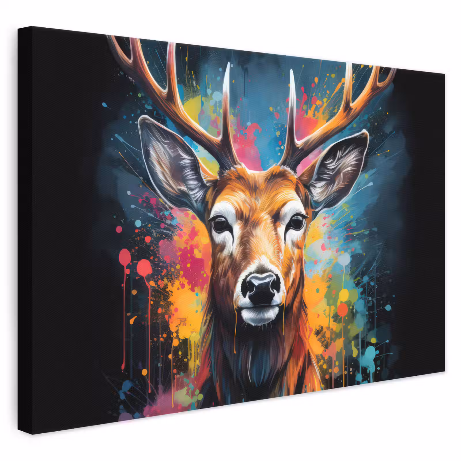 Leinwandbild - Hirsche - Graffiti - Tiere - Farben — 1