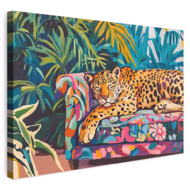 Leinwandbild - Leopard - Bunt - Tropisch — 1