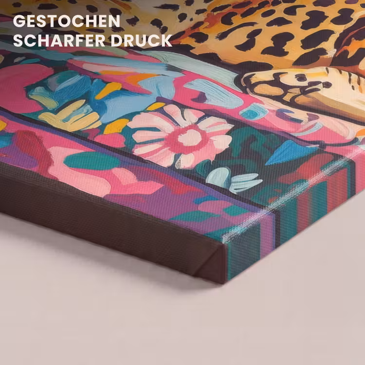 Leinwandbild - Leopard - Bunt - Tropisch — 4