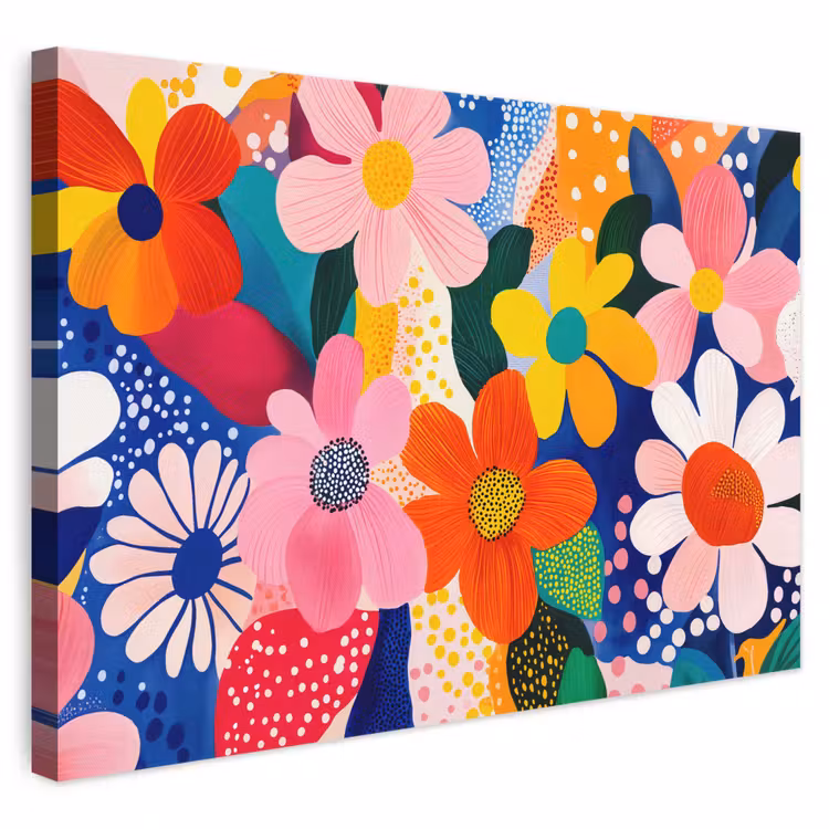 Leinwandbild - Blumen - Bunt - Tupfen — 1