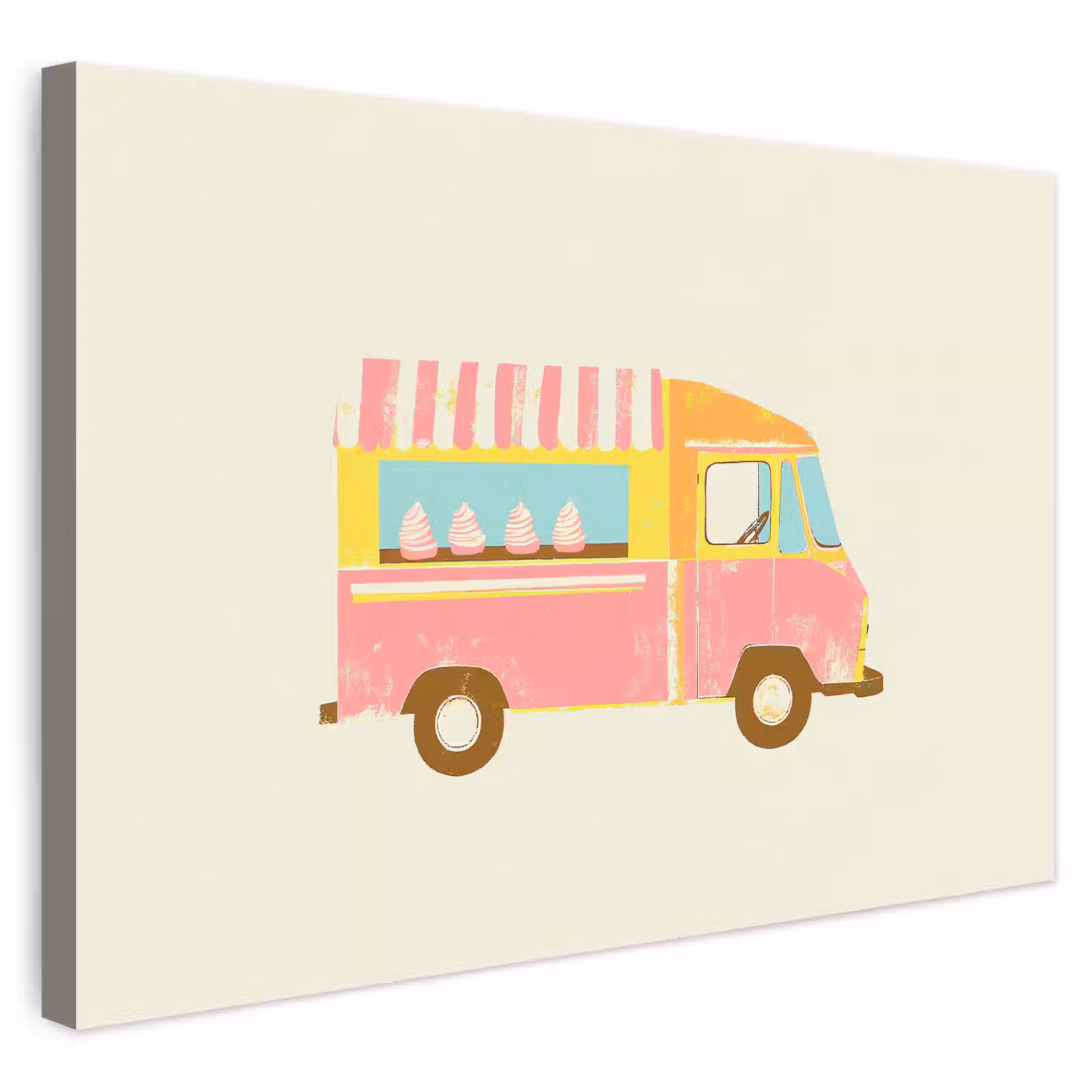 Leinwandbild - Eiscreme-Wagen - Retro - Softeis - Rosa — 1