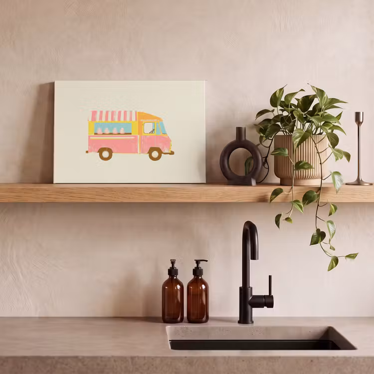Leinwandbild - Eiscreme-Wagen - Retro - Softeis - Rosa — 3