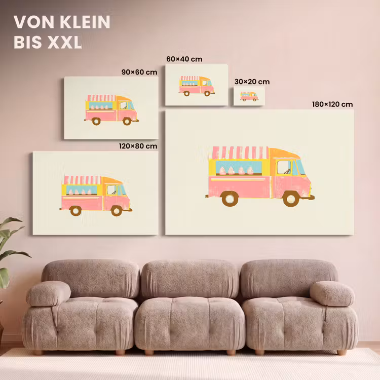 Leinwandbild - Eiscreme-Wagen - Retro - Softeis - Rosa — 6