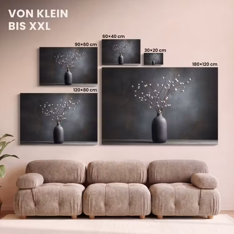 Leinwandbild - Äste - Vase - Kugeln - Weiß — 6