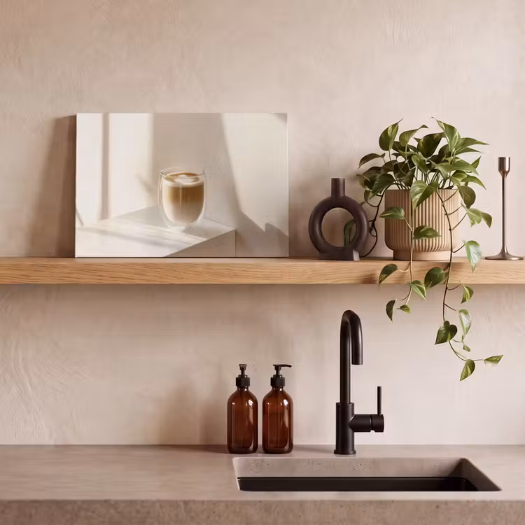 Leinwandbild - Becher - Latte - Minimalistisch - Schatten — 3