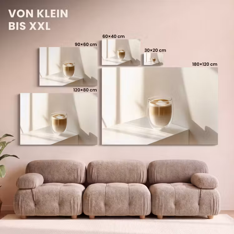 Leinwandbild - Becher - Latte - Minimalistisch - Schatten — 6