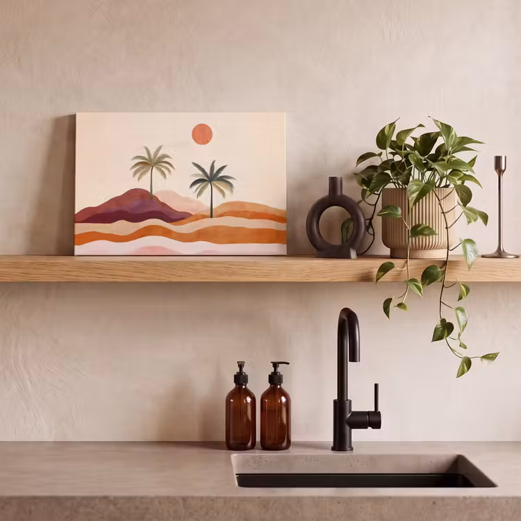 Leinwandbild - Palmen - Abstrakt - Sonne - Hügel — 3