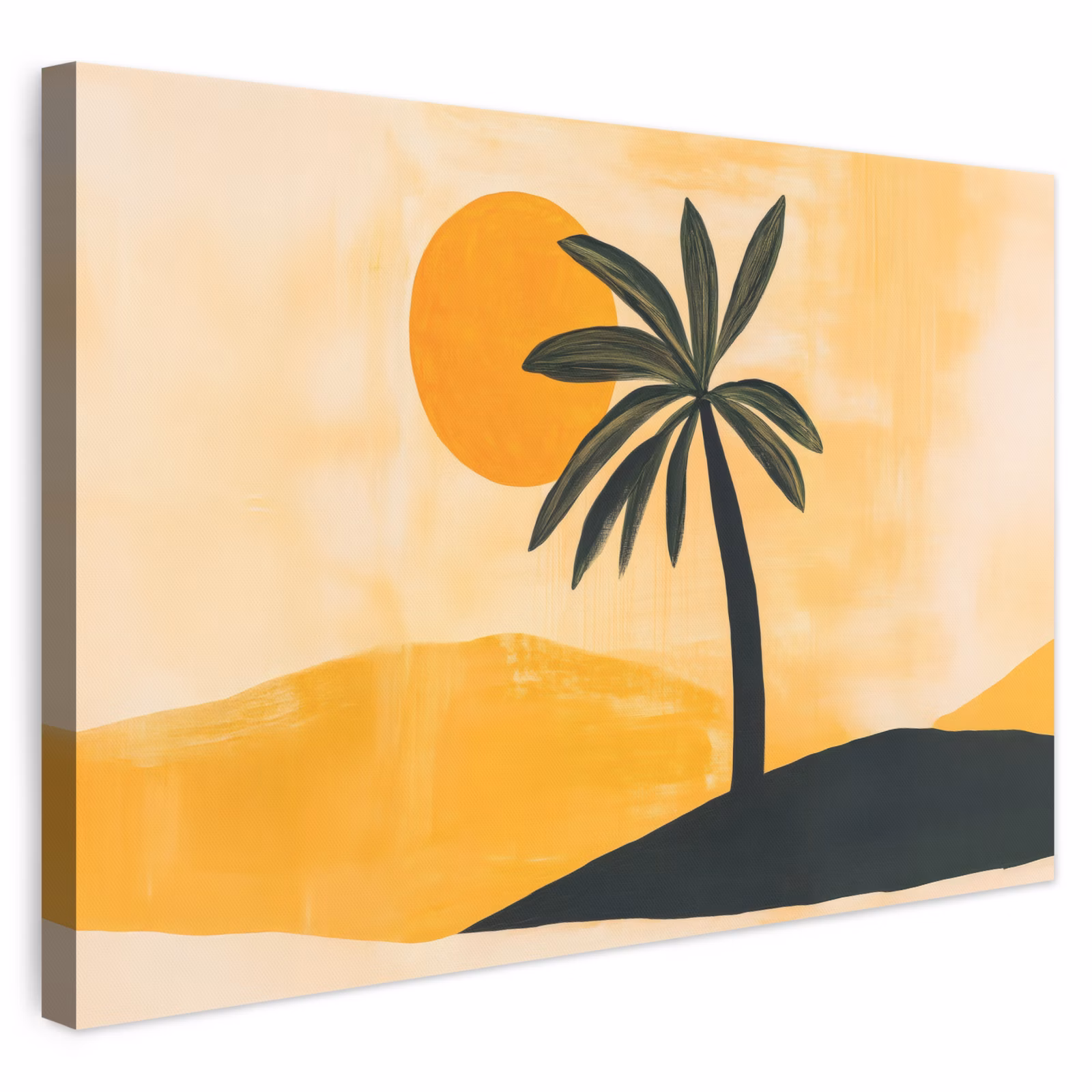 Leinwandbild - Illustration - Palme - Sonne - Hügel — 1