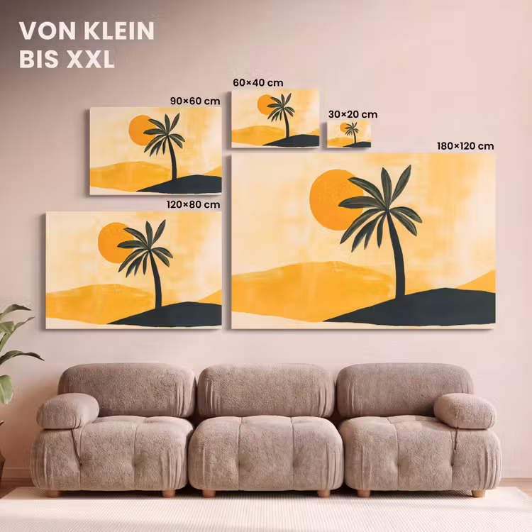 Leinwandbild - Illustration - Palme - Sonne - Hügel — 6