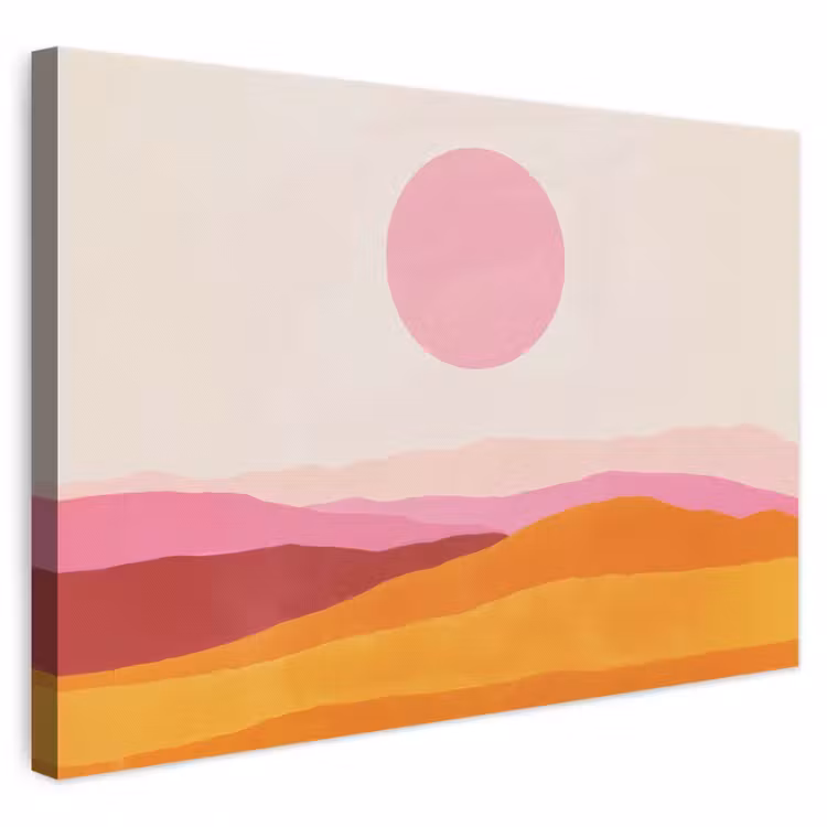 Leinwandbild - Hügel - Orange - Sonne - Abstrakt — 1