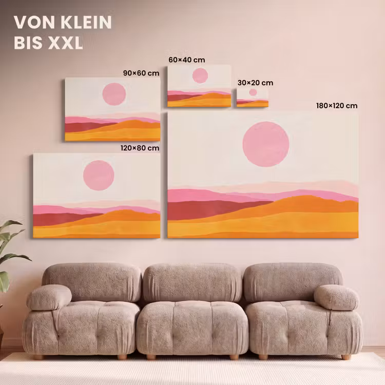 Leinwandbild - Hügel - Orange - Sonne - Abstrakt — 6