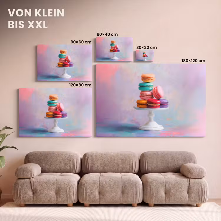 Leinwandbild - Makronen - Schale - Pastell - Farbenfroh — 6