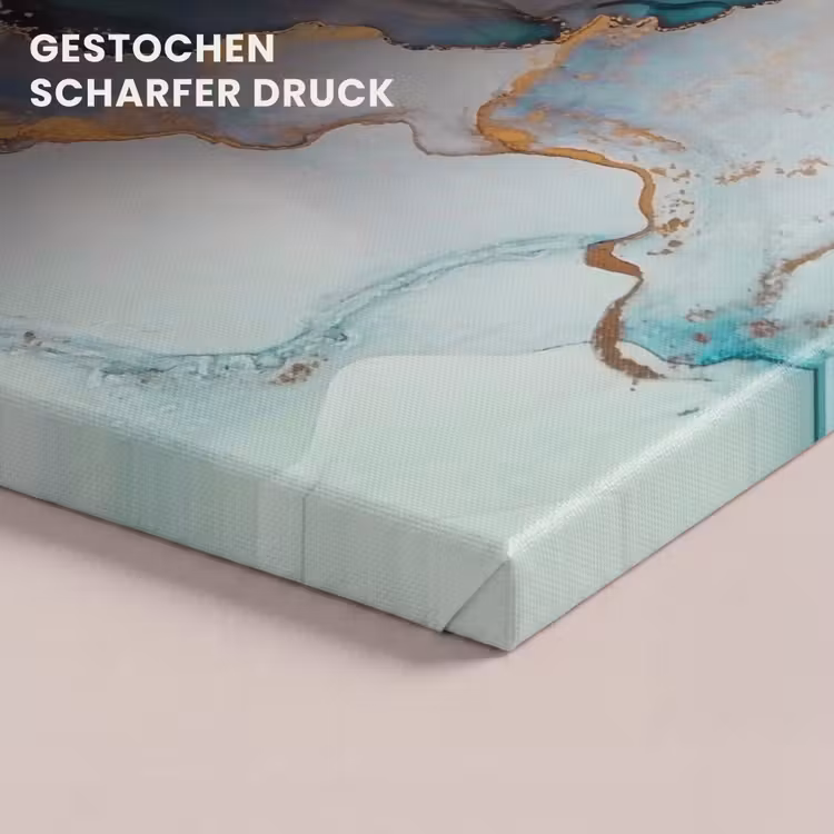 Leinwandbild - Blau - Marmor - Gold — 4