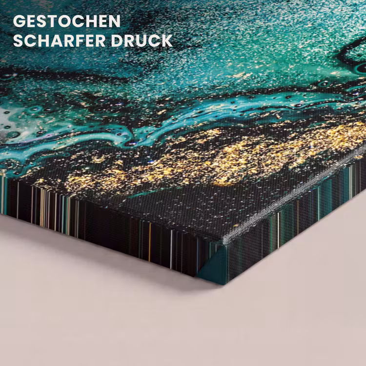 Leinwandbild - Marmoroptik - Blau - Gold - Glitzer - Luxus - Marmor — 4