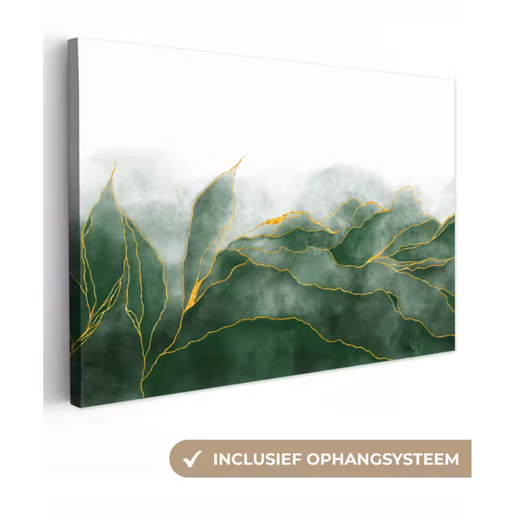 Leinwandbild - Marmor - Grün - Luxus - Gold - Marmoroptik — 1