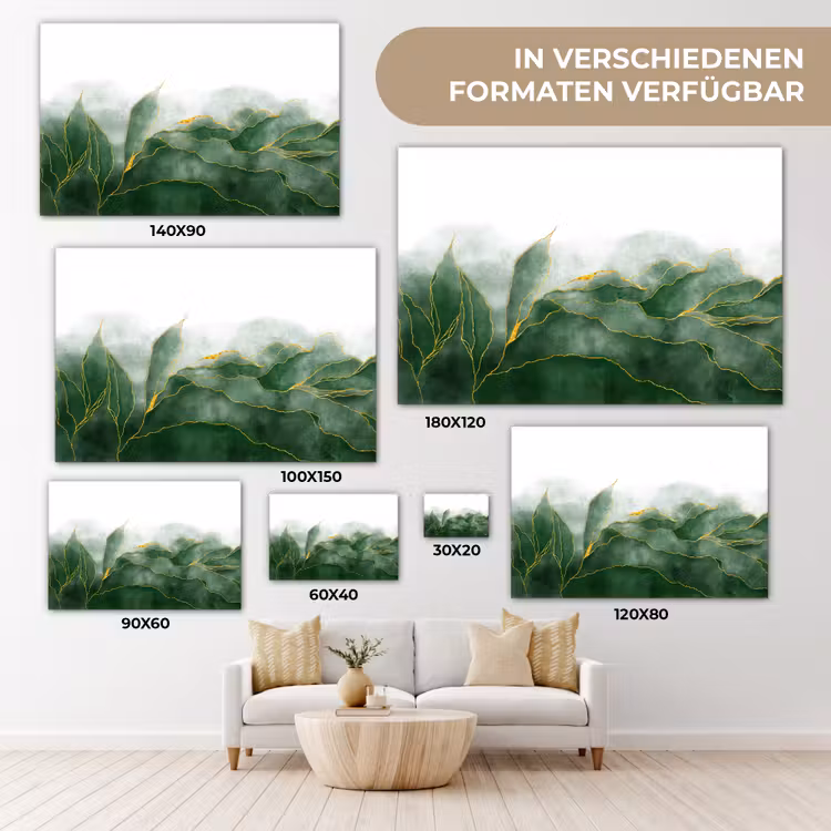 Leinwandbild - Marmor - Grün - Luxus - Gold - Marmoroptik — 6