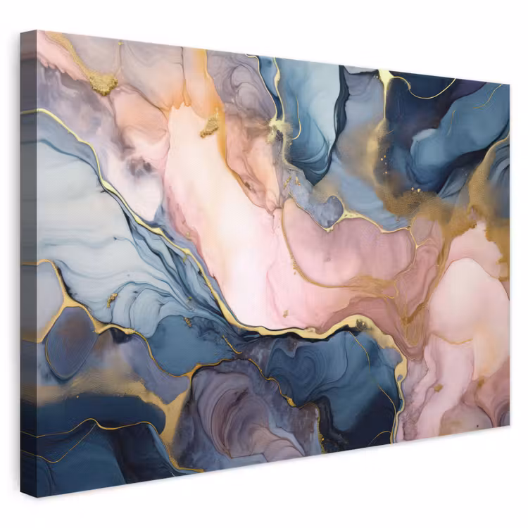 Leinwandbild - Marmor - Rosa - Blau — 1