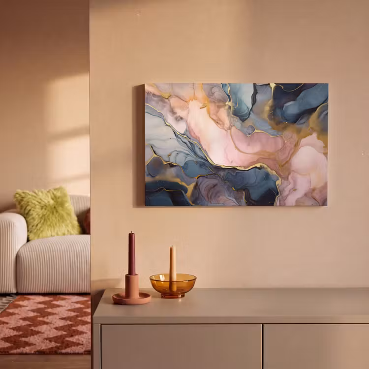 Leinwandbild - Marmor - Rosa - Blau — 2