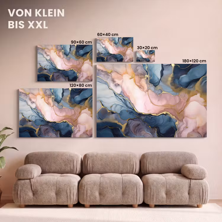 Leinwandbild - Marmor - Rosa - Blau — 6