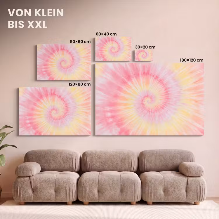 Leinwandbild - Muster - Tie Dye - Pastelltöne - Rosa — 6