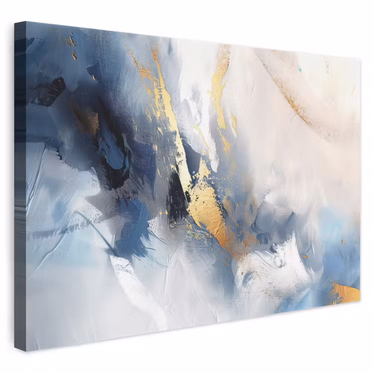 Leinwandbild - Blau - Modern - Marmor - Abstrakt - Gold — 1