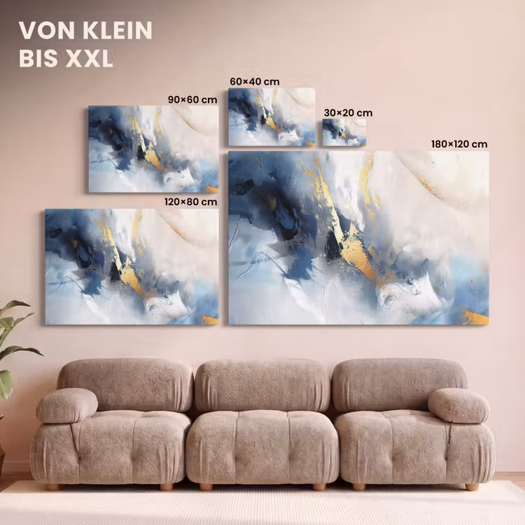 Leinwandbild - Blau - Modern - Marmor - Abstrakt - Gold — 6