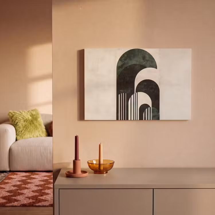 Leinwandbild - Bögen - Dunkelgrün - Linien — 2