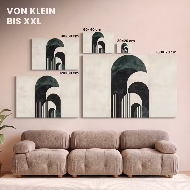 Leinwandbild - Bögen - Dunkelgrün - Linien — 6