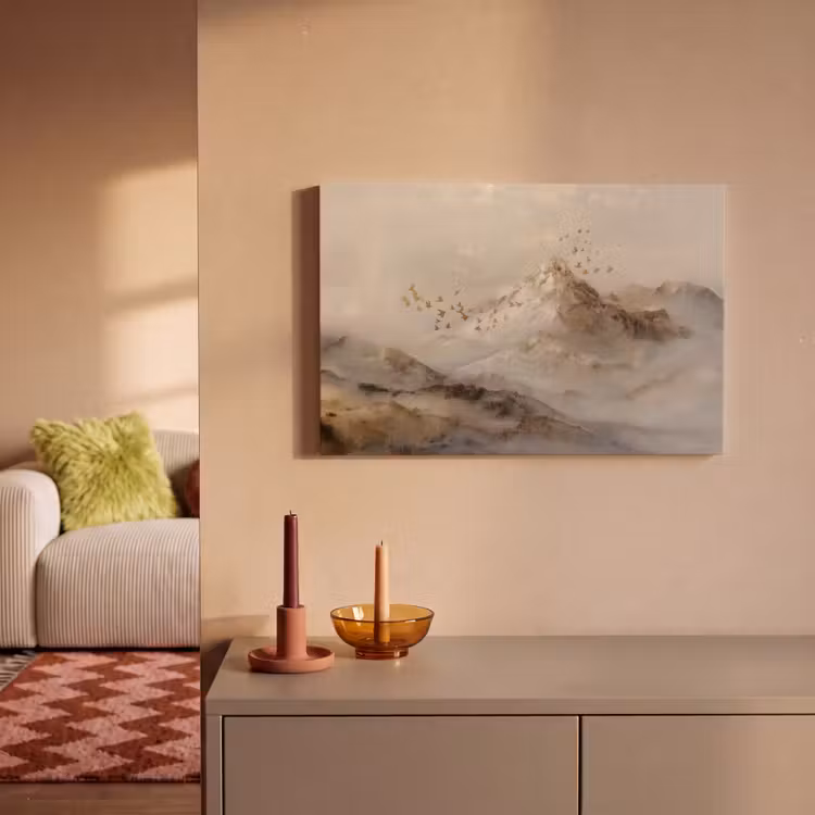 Leinwandbild - Berglandschaft - Nebel - Pinselstriche — 2