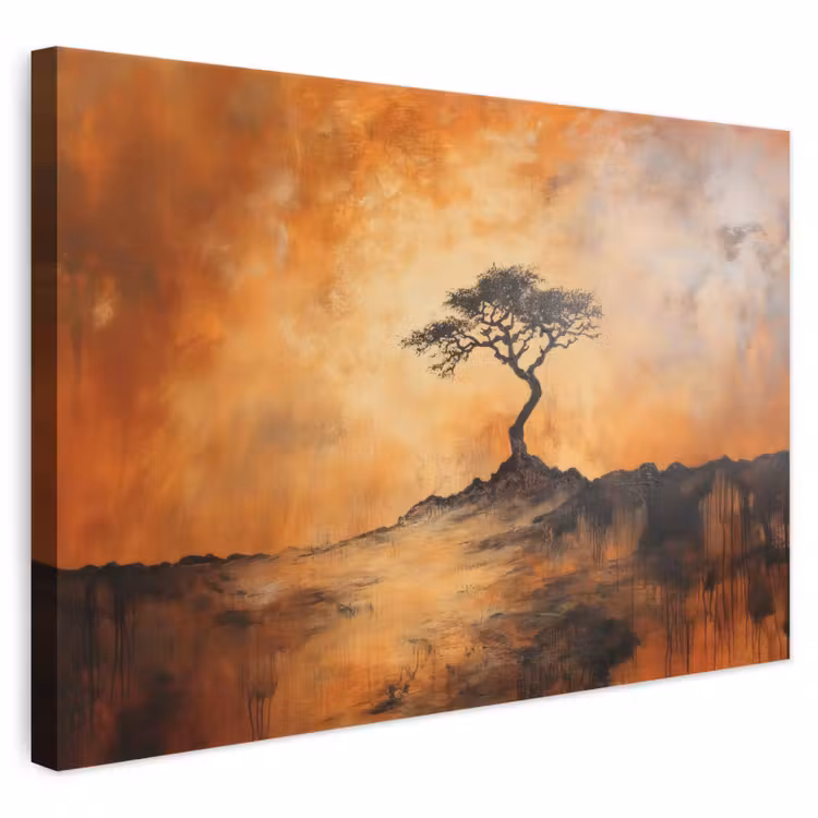 Leinwandbild - Baum - Landschaft - Orange — 1