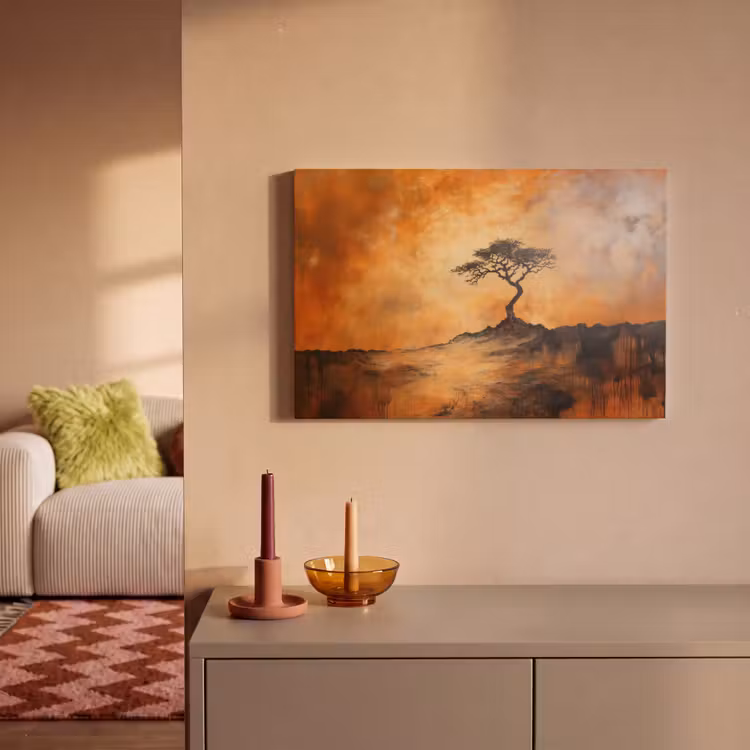 Leinwandbild - Baum - Landschaft - Orange — 2