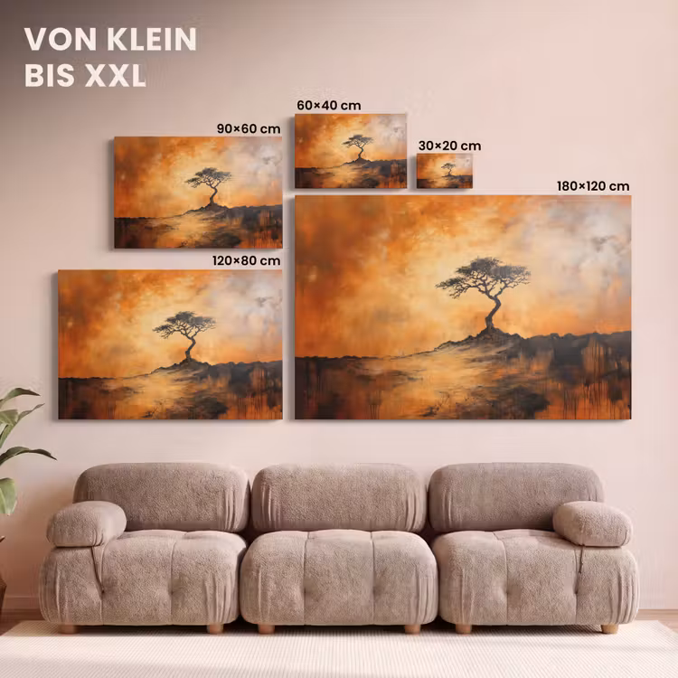 Leinwandbild - Baum - Landschaft - Orange — 6