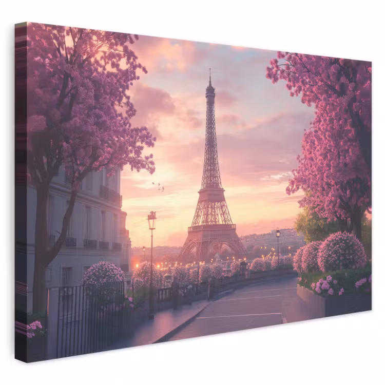 Leinwandbild - Eiffelturm - Paris - Rosa — 1