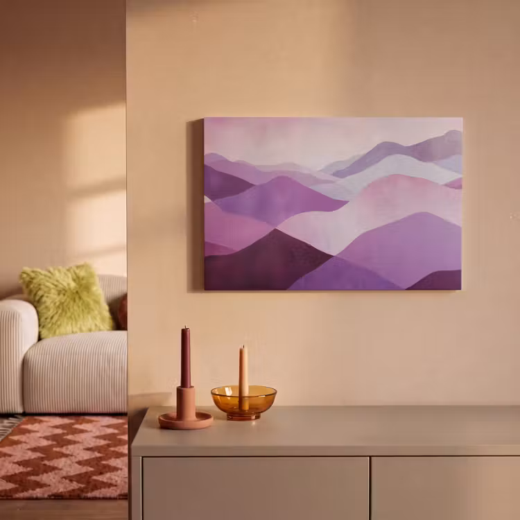 Leinwandbild - Abstrakt - Hügel - Landschaft - Lila — 2